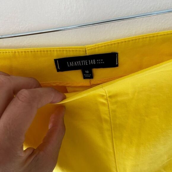 Lafayette 148 Canary Yellow Pull On Cropped Pants Size 10 Business Vibrant - Picture 4 of 9